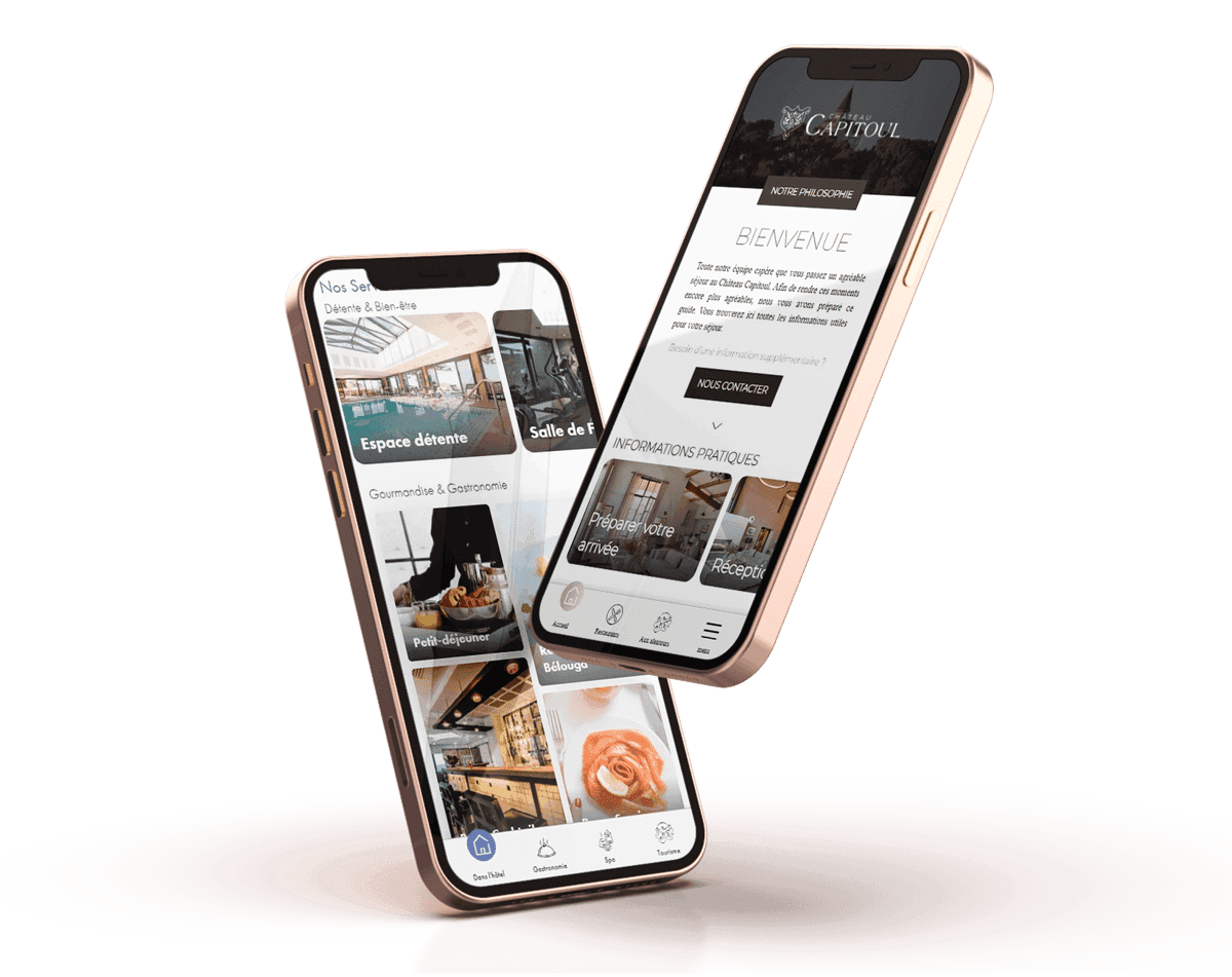Exemple de guest app hôtelière : accueil et services du Château Capitoul